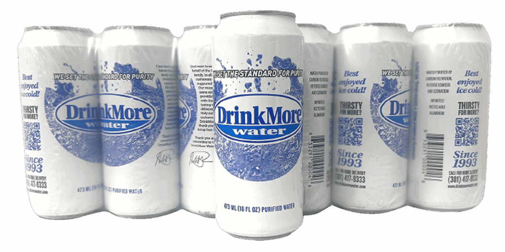 DrinkMore's branded canned water